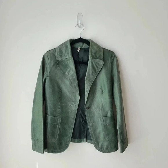 Part two 70's vibe green olive suede leather jacket - Picture 15 of 15